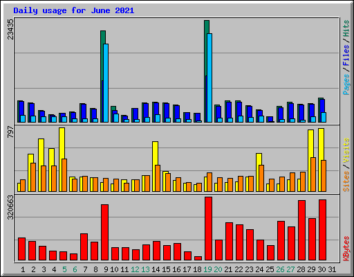 Daily usage for June 2021